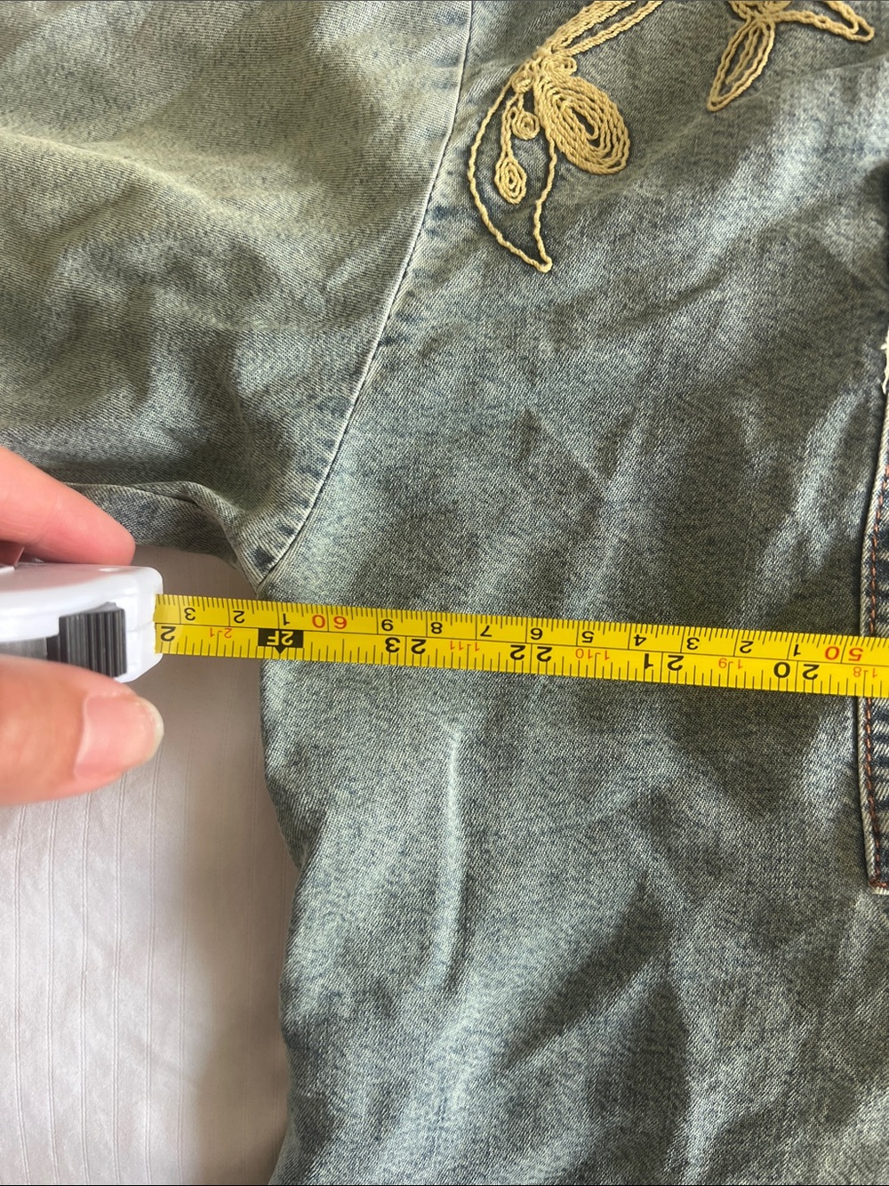 Oli & hali blue denim n button down top with yellow embroidery - Picture 10 of 10